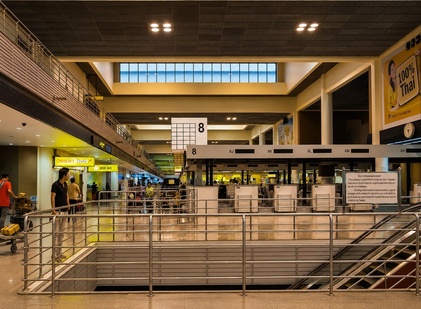 Check-in counters and departure hall at Don Mueang Airport, Bangkok